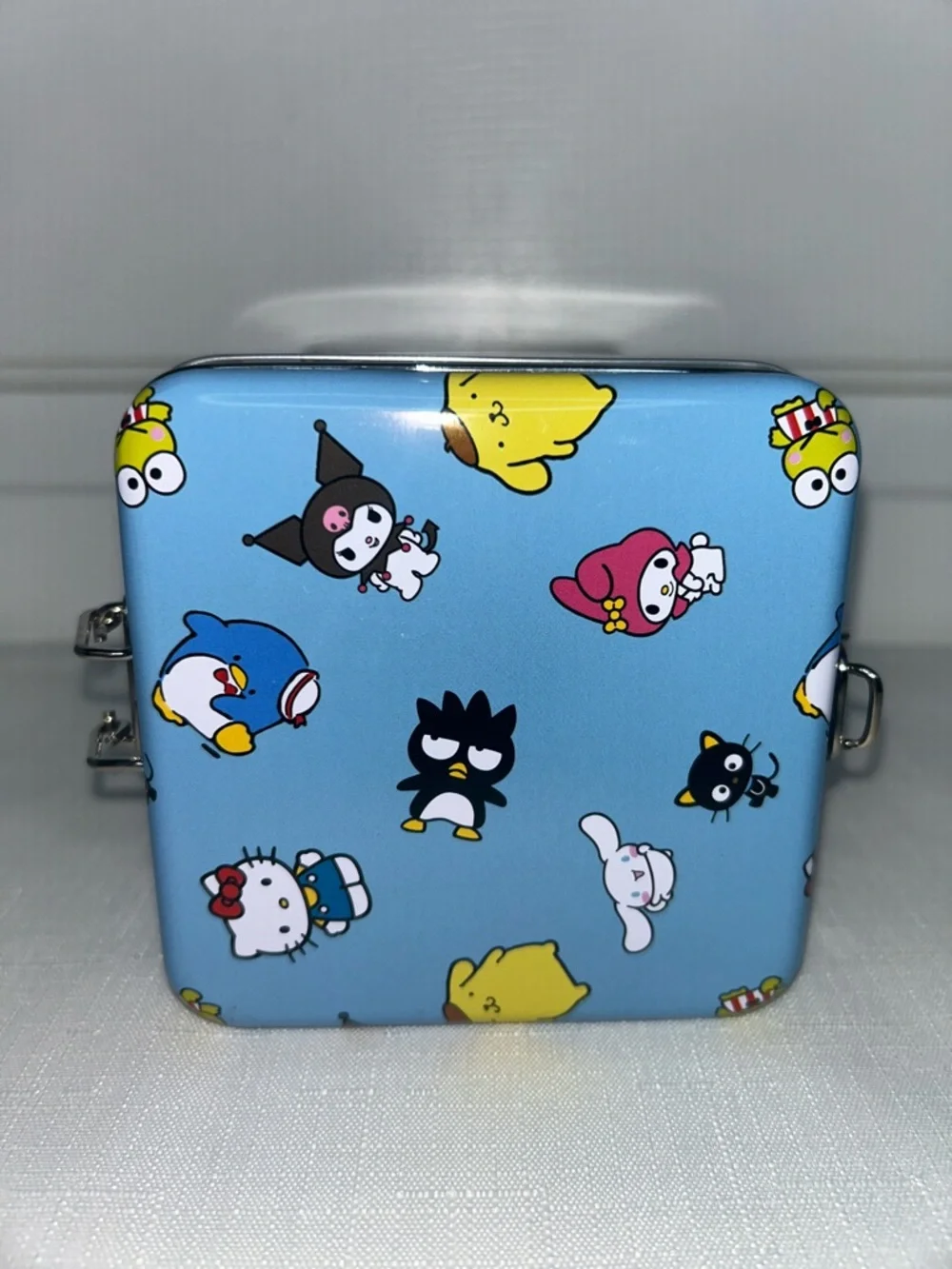 Hello Kitty & Friends Sanrio Tin Canister - Blue, Green & Red Character Print